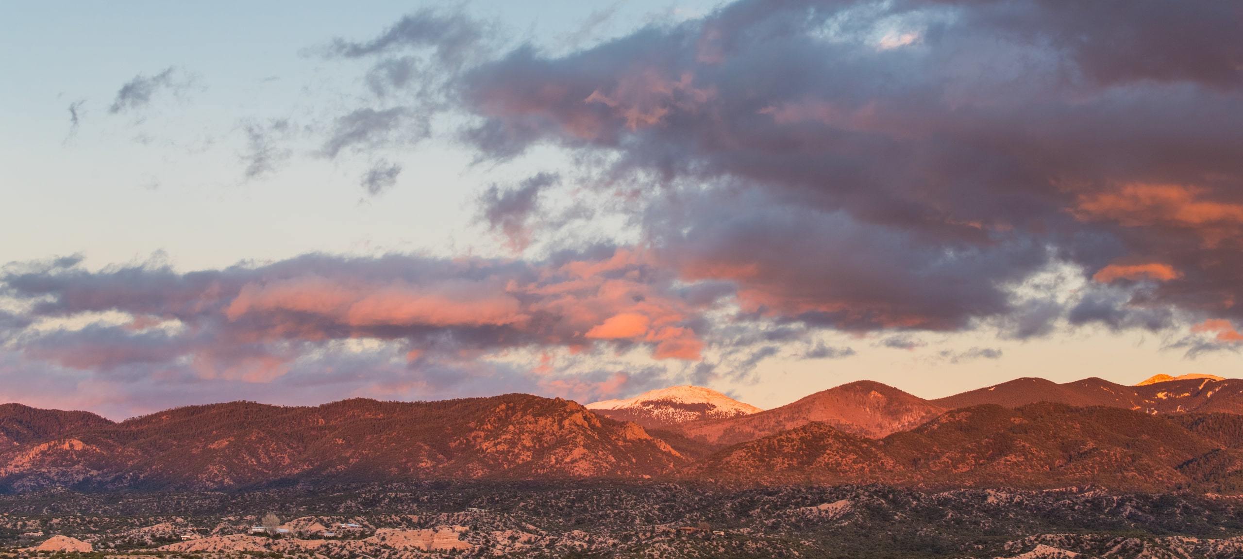 Sunset over Sangre de Cristo Mountains in Northeast Santa Fe