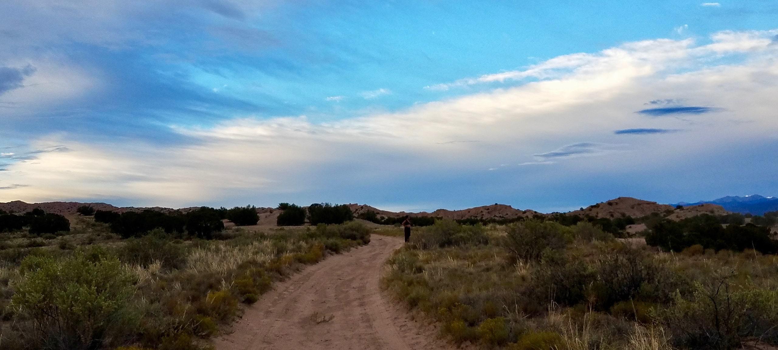 Landscape during sunrise in Pojoaque, New Mexico